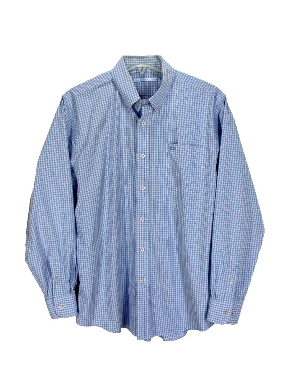 Southern Tide Shirt Mens Size L Blue White Plaid Long Sleeve Button Front Cotton